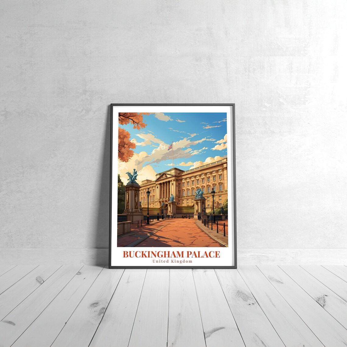 Buckingham Palace United Kingdom Vintage Travel Poster London Art