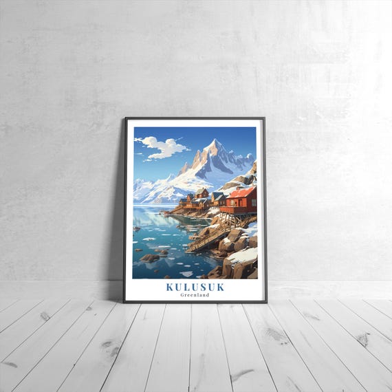 Kulusuk Vintage Travel Poster Retro Greenland Art Print Colorful Home Decor Wall Unique Gift