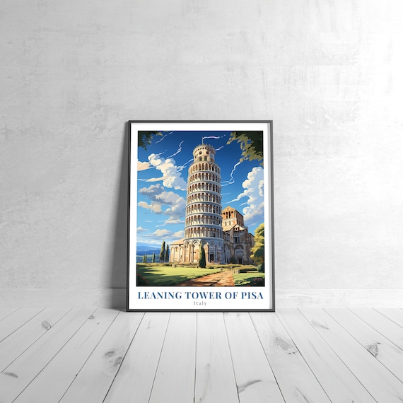 Leaning Tower of Pisa Italy Vintage Travel Poster Cathedral Square View