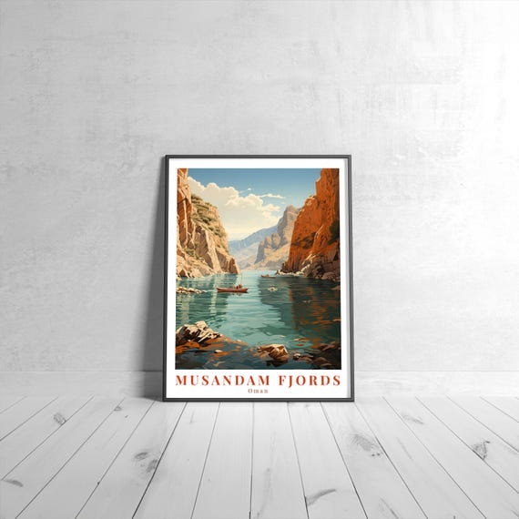 Musandam Fjords Vintage Travel Poster Retro Oman Art Print Colorful Home Decor Wall Unique Gift