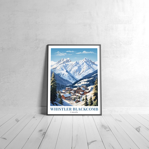Whistler Blackcomb Vintage Travel Poster Retro Canada Art Print Colorful Home Decor Wall Unique Gift