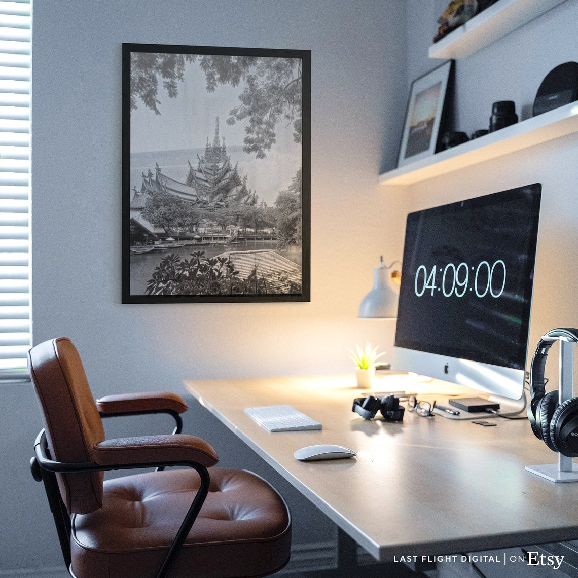 Thailand Print Pattaya Poster Sanctuary Of Truth Thailand Poster Pattaya Print Cityscape Art Black White Photography South East Asia - Image 2