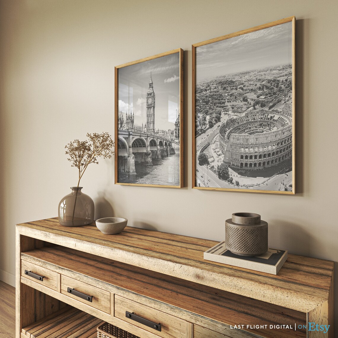 Rome Travel Poster, Black and White Cityscape - Image 4