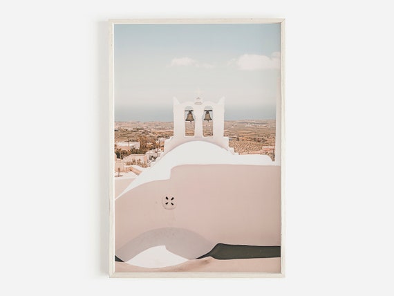 Santorini Church Print Pastel Wall Art Greece Art Greek Wall Art Greece Print Santorini Greece Photography