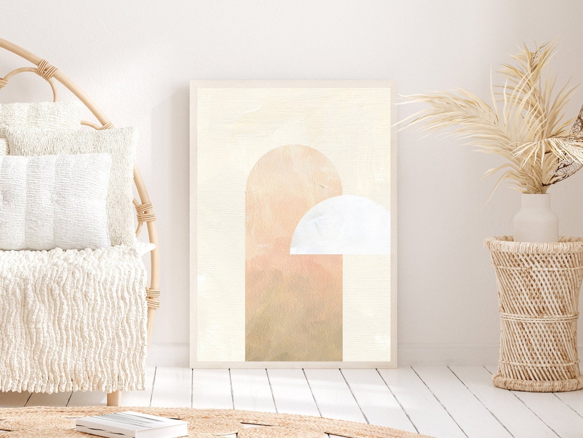 Blush Pink Watercolor Arch Sun Abstract Boho Minimalist Neutral Poster - Image 3