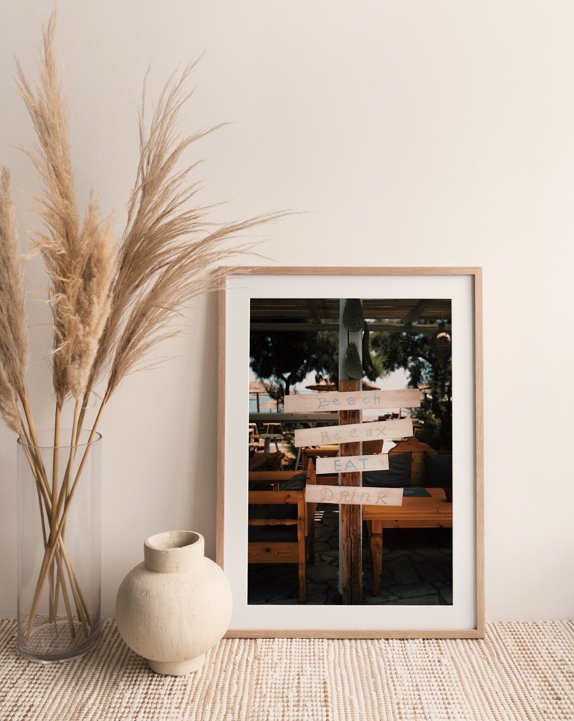 Greece Beach Taverna Wooden Sign Beach Relax Eat Drink Travel Poster - Image 2
