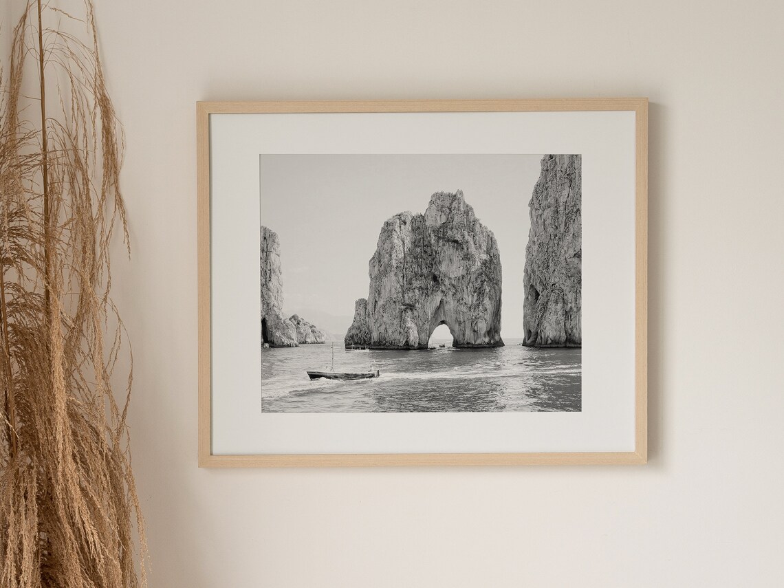Italy Photography In Black And White, Capri Coast Print - Image 2
