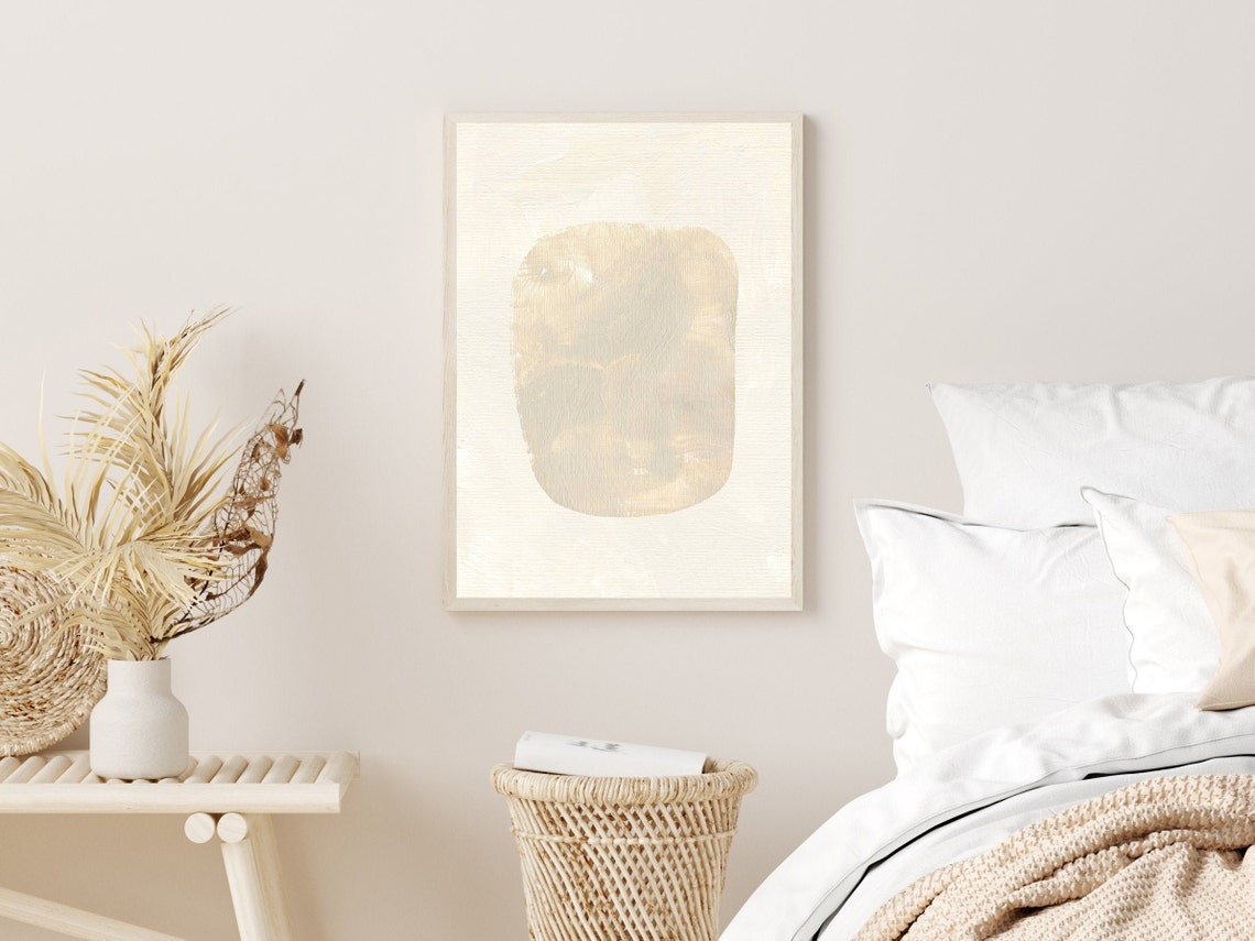 Neutral Beige Organic Shape Minimal Abstract Modern Japandi Art Print - Image 3