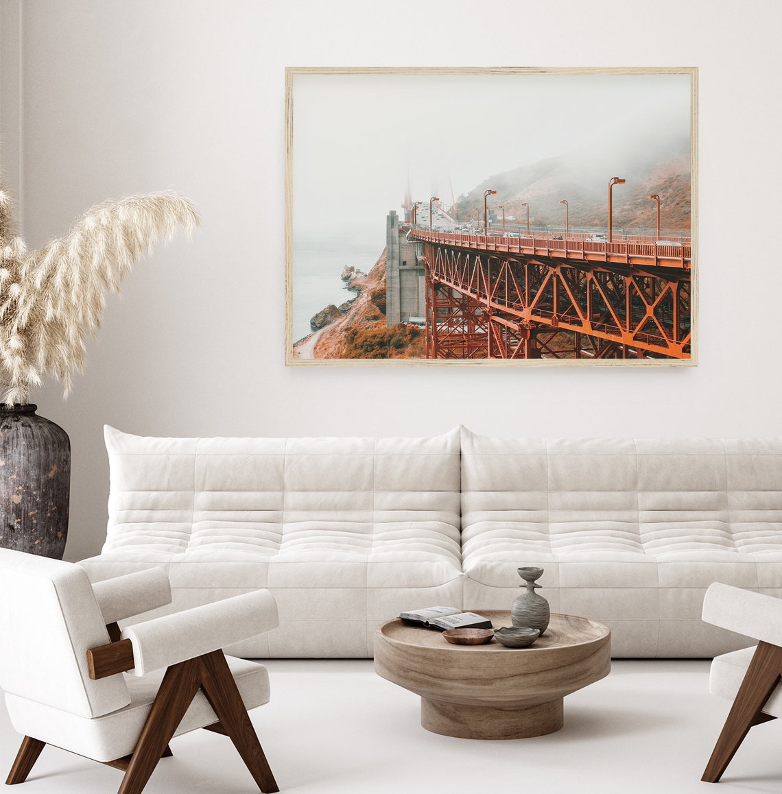 San Francisco Golden Gate Bridge Fog Red Steel Side View Travel Poster - Image 3