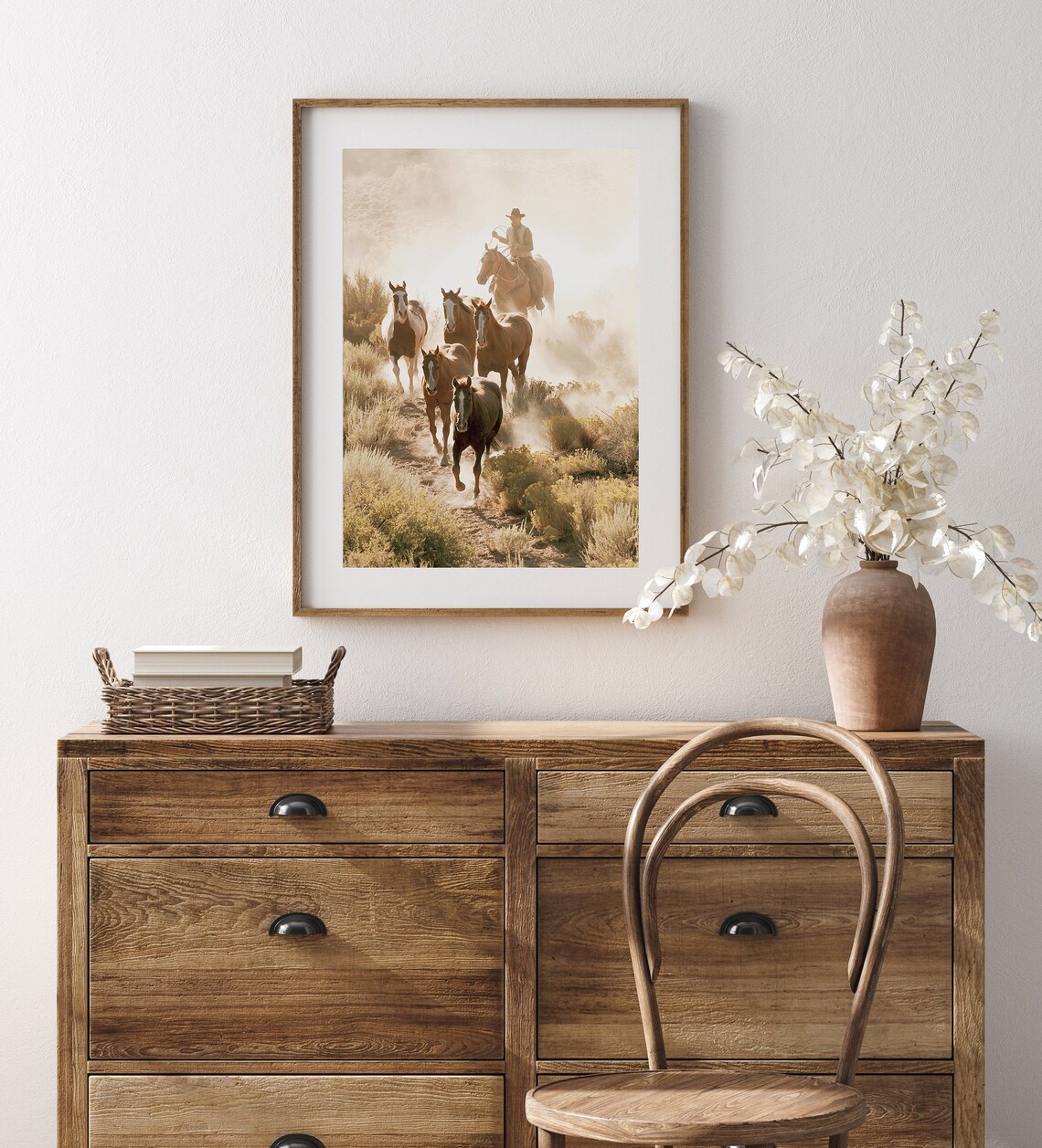 Cowboy Western Horse Roping Rustic Art Print - Image 3