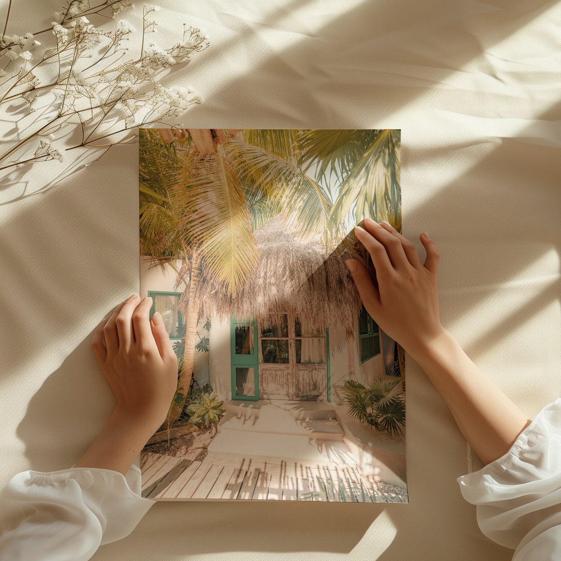 Tulum Mexico Palapa Bungalow Tropical Resort Hideaway Travel Poster - Image 3