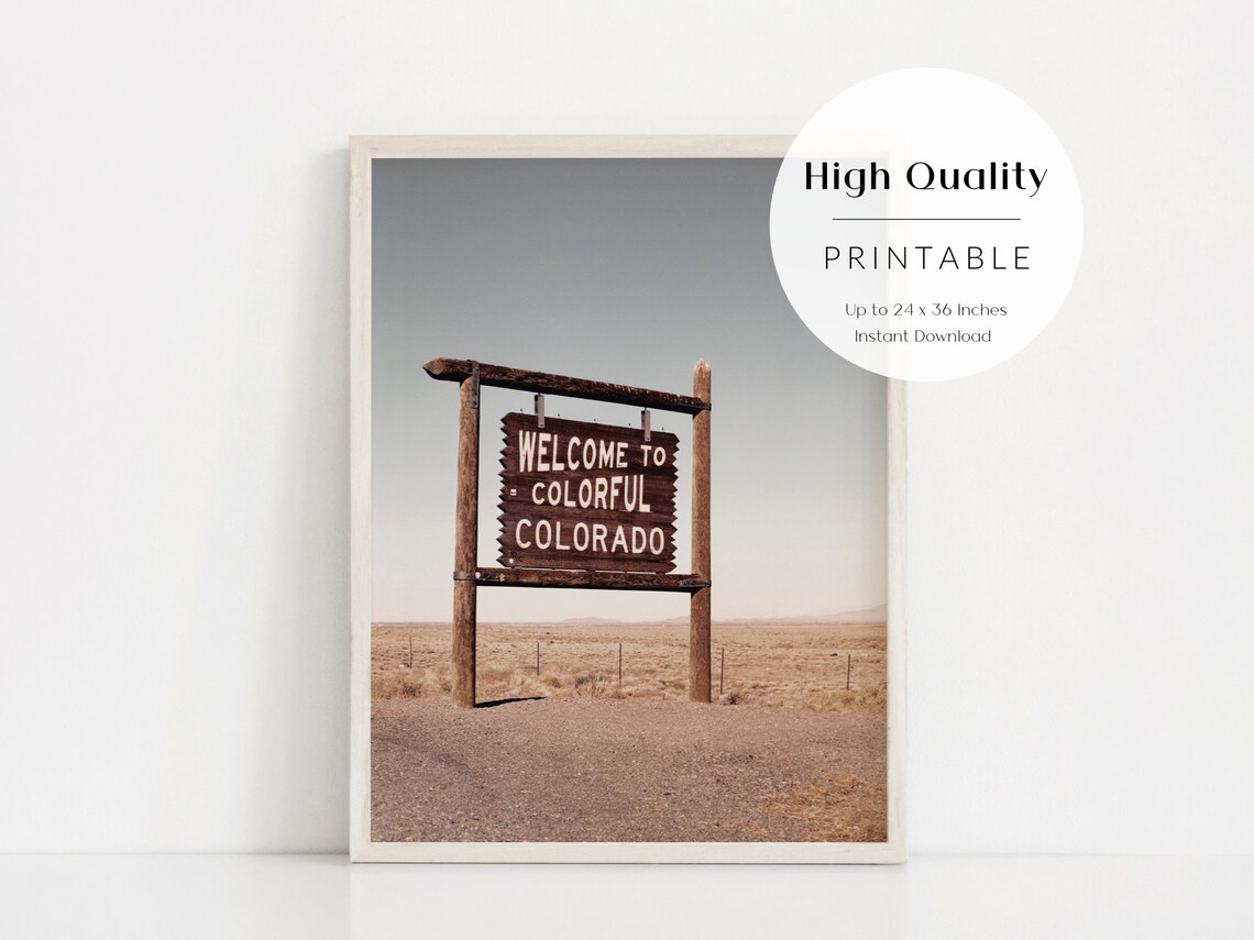 Colorado Sign Poster, Retro Travel Wall Art