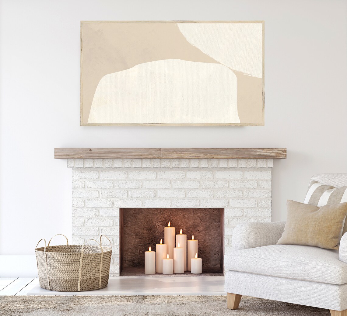 Abstract Frame TV Art, Neutral Beige Shapes - Image 3