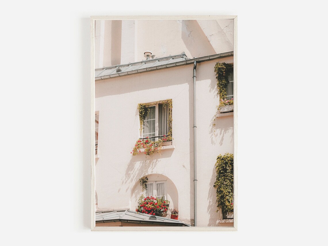 Paris Building Facade Flower Boxes Ivy Windows Charming France Poster