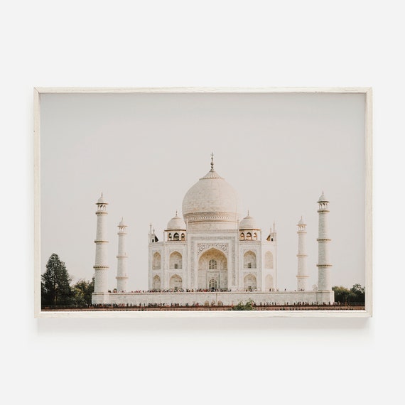 Taj Mahal Wall Art India Travel Print Taj Mahal Photo Architecture Print India Photography Neutral Wall Art Boho White Art