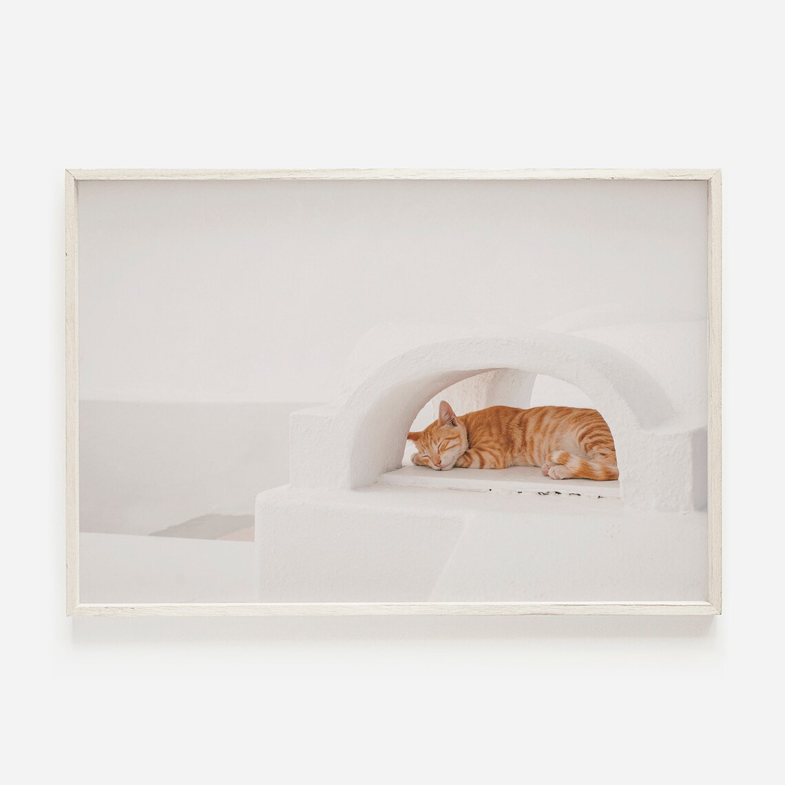 Sleeping Cat Print Greece, Travel Decor Poster