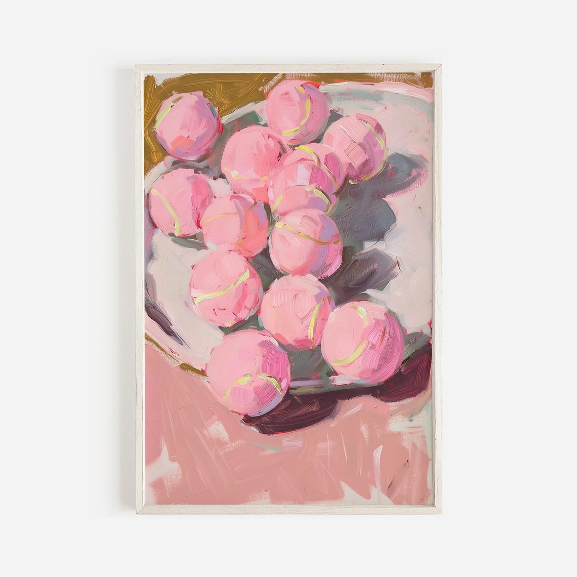 Pink Tennis Ball Wall Art Girly Sports Illustration Tennis Aesthetic Mid Century Wall Decor Vintage Tennis Wall Art Tennis Ball Print