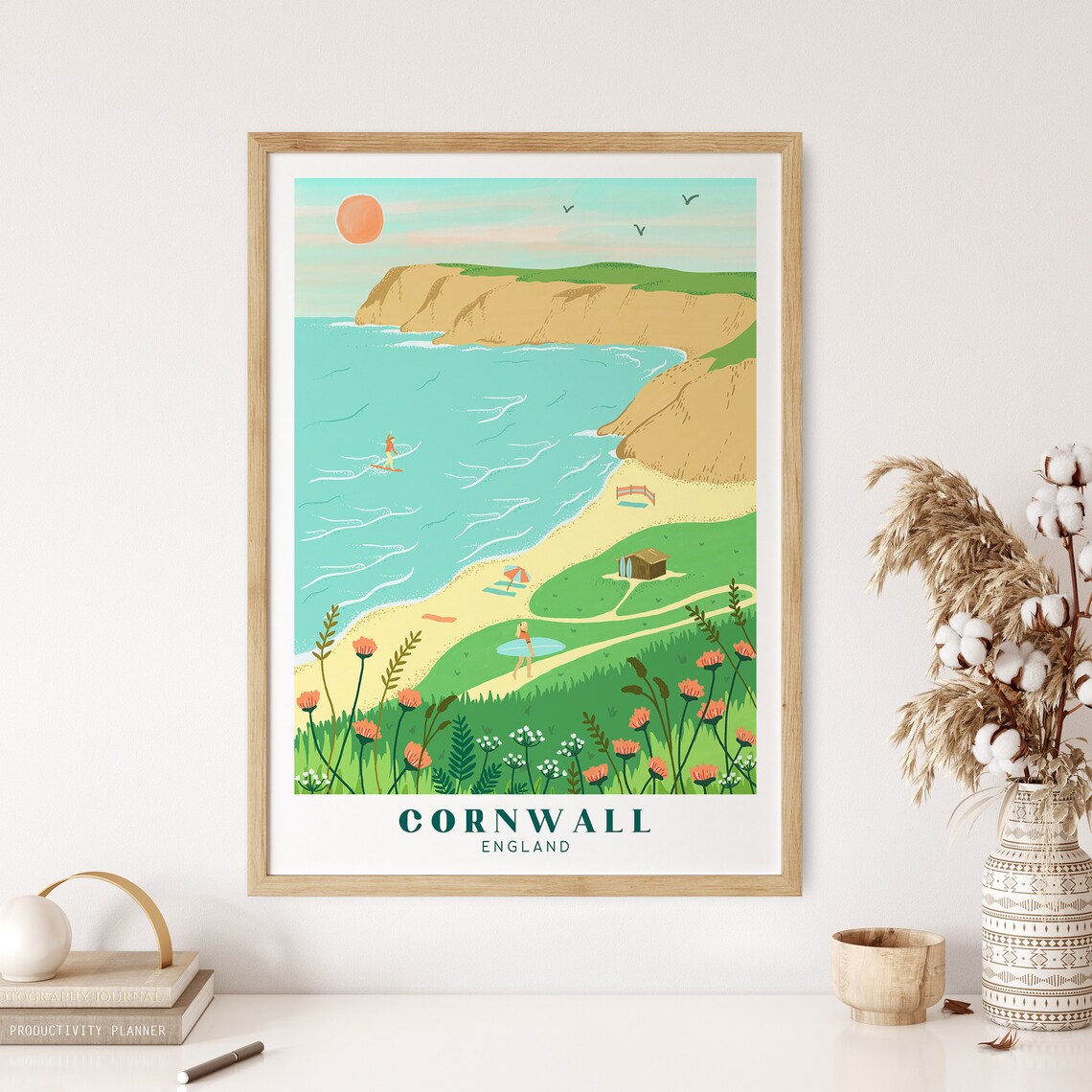 Sennen Cove Cornwall Travel Poster, Surf Beach