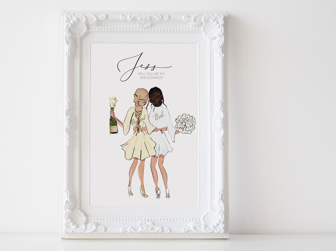 Personalized Bride and Bridesmaid Wedding Art Print - Image 2