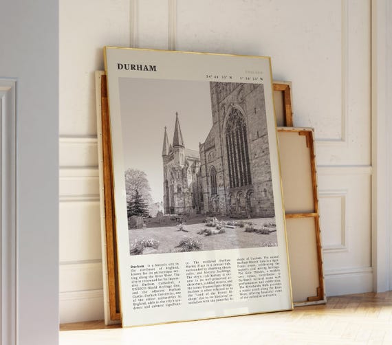 Durham Black White Poster Vintage Travel Wall Art Print Idea For England History Lovers