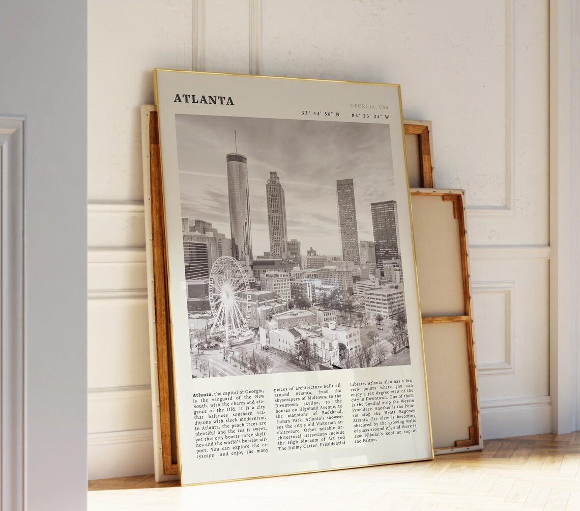 Atlanta Skyline Poster, Georgia City Travel Poster