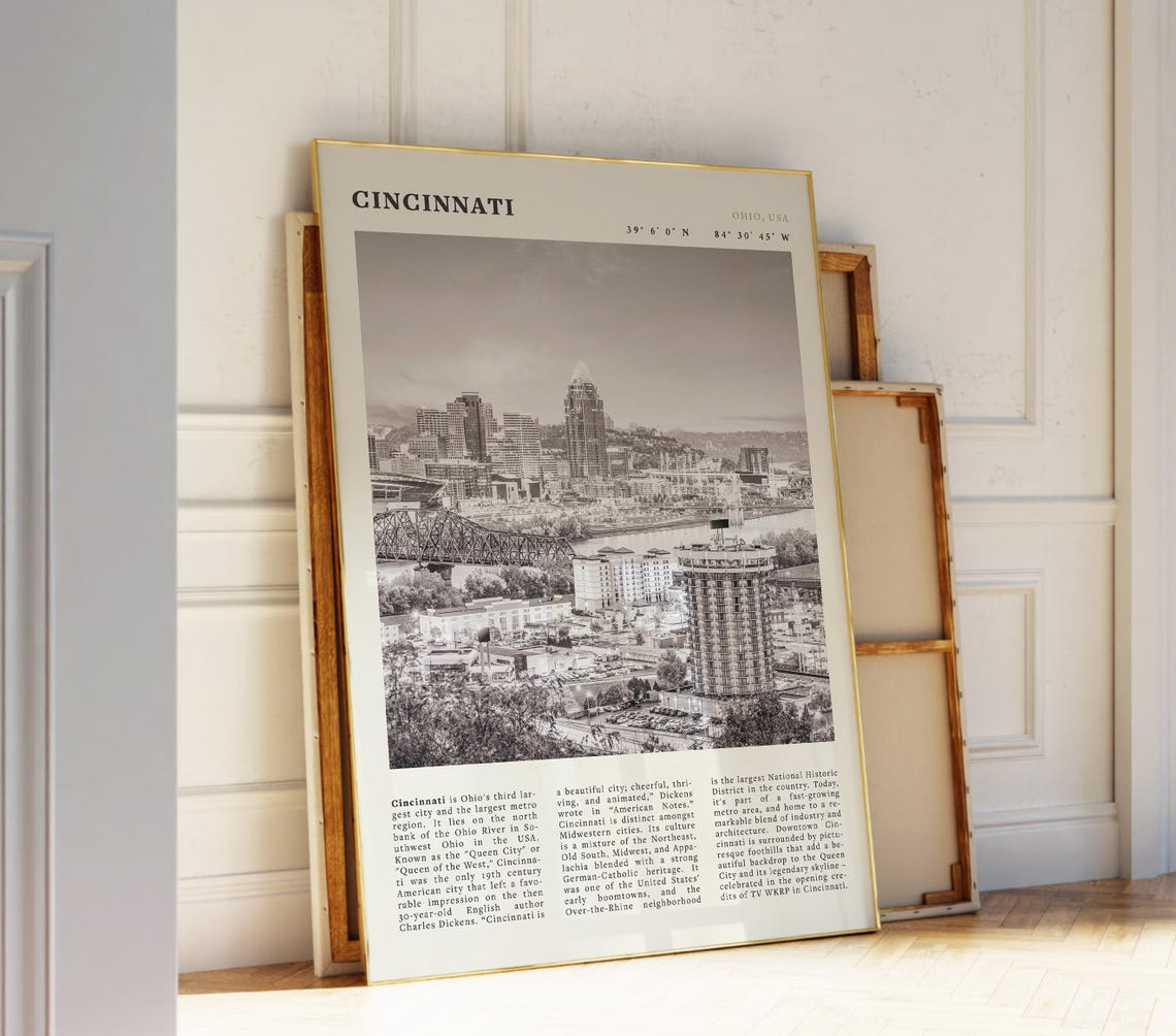 Cincinnati Vintage Ohio Skyline Poster