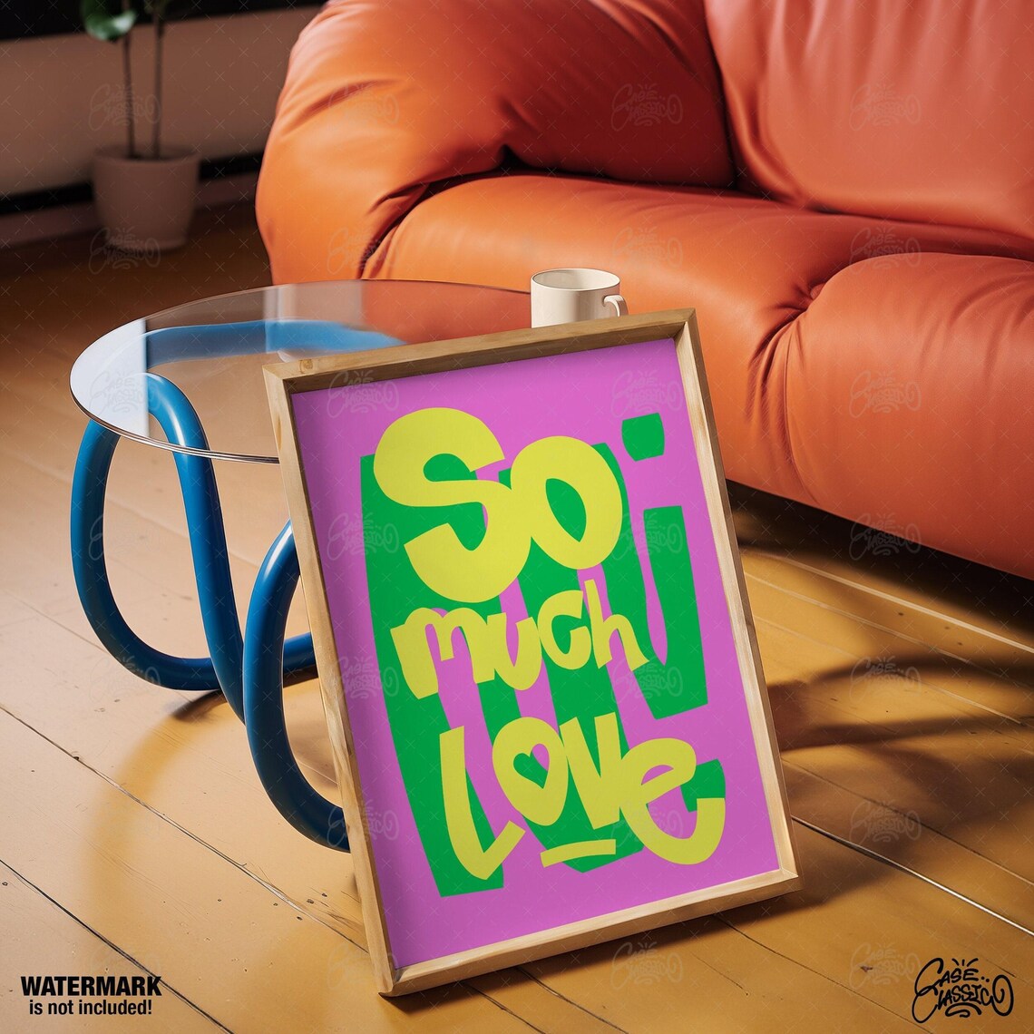 So Much Love Bold Colorful Typography Print Pink Green Indie Wall Decor