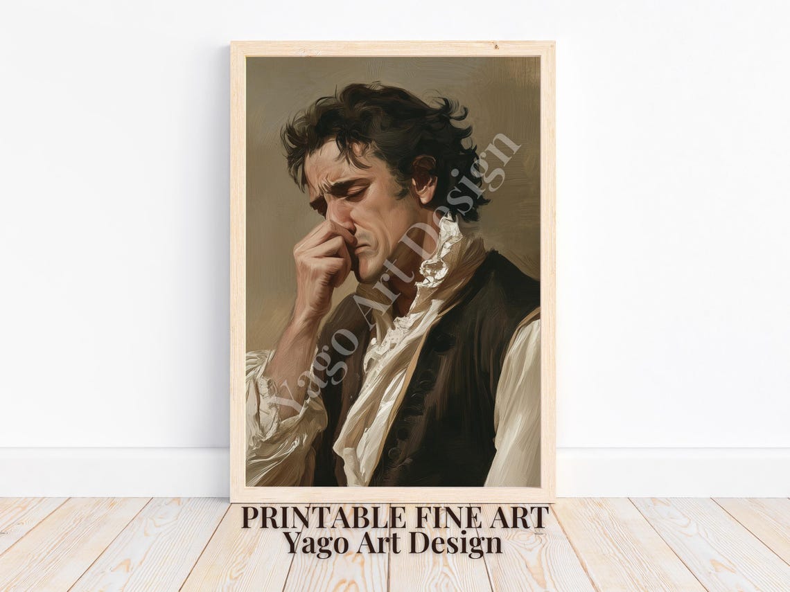 Classical Oil Painting Man Holding Nose Funny Toilet Humor Poster