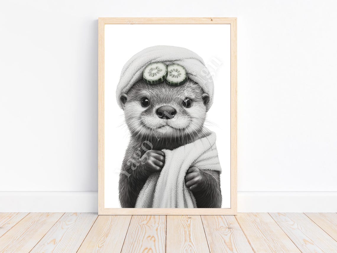 Cute Otter Bathroom Trio Poster Set Bubble Bath Spa Toilet Paper - Image 4