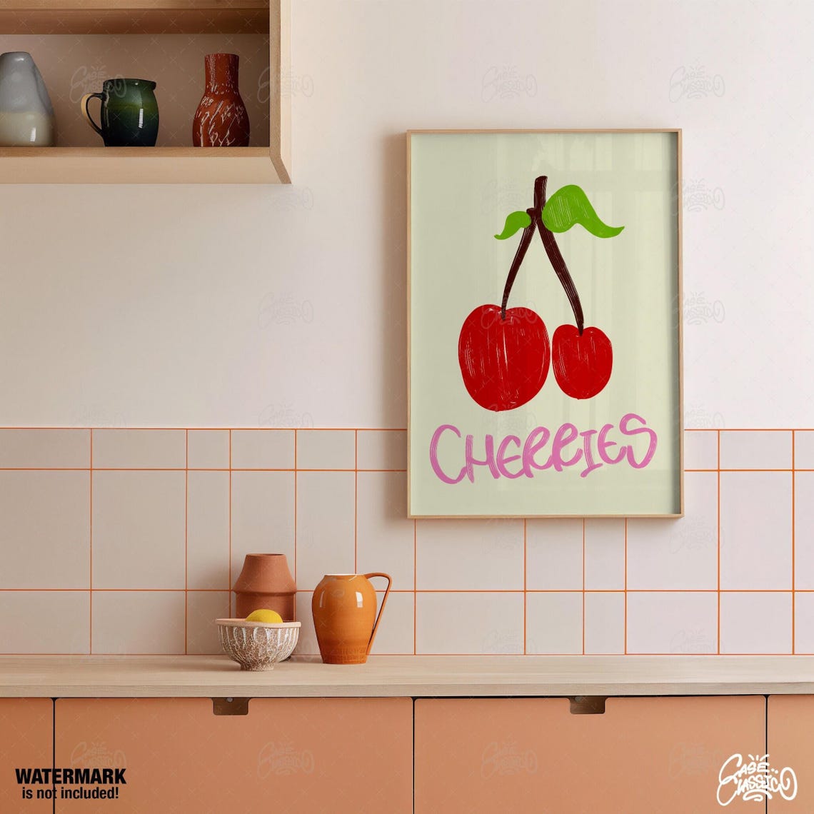 Cherry Fruit Print Trendy Indie Room Decor
