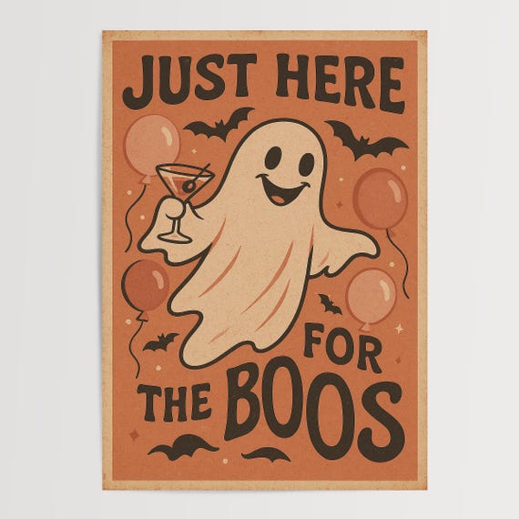 Retro Halloween Cocktail Art Print Funny Boozy Bar Cart Decor