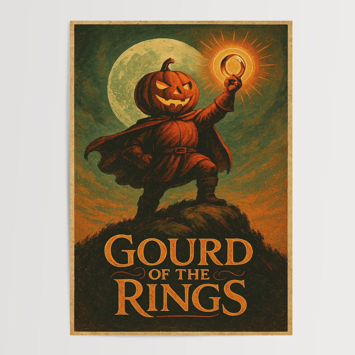 Gourd Of The Rings Pumpkin Knight Halloween Movie Parody Art Poster