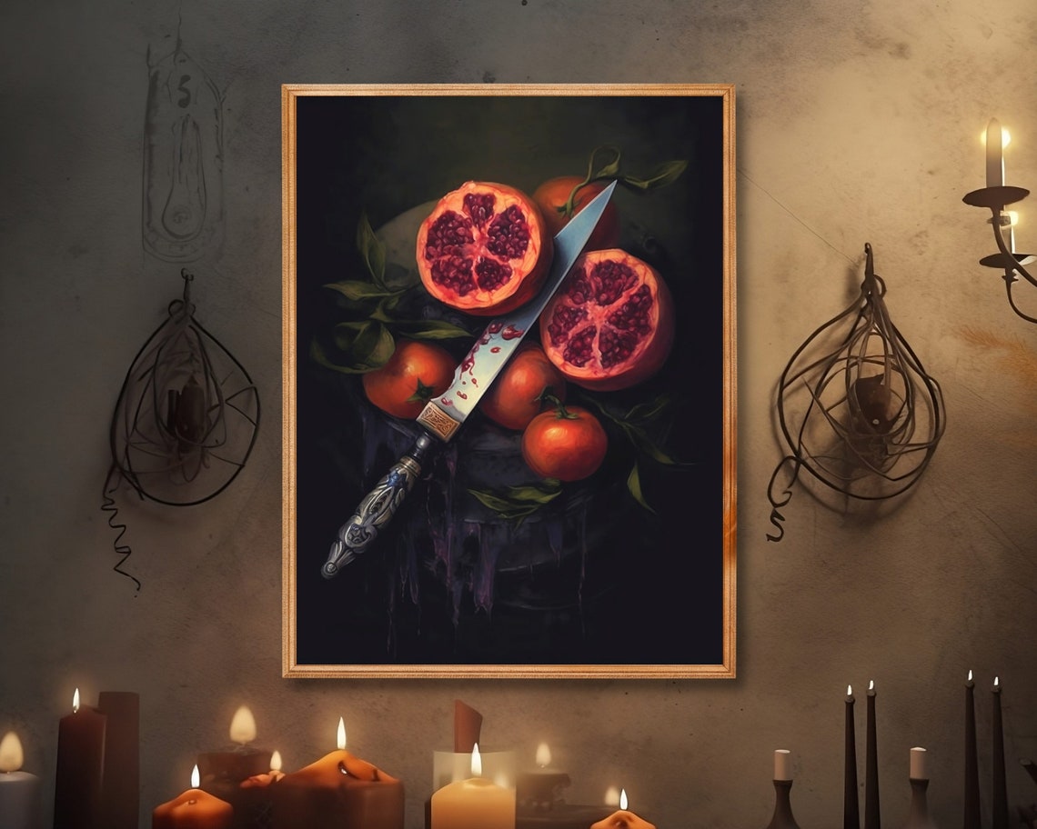 Dagger Sword And Pomegranate Gothic Art Print - Image 2