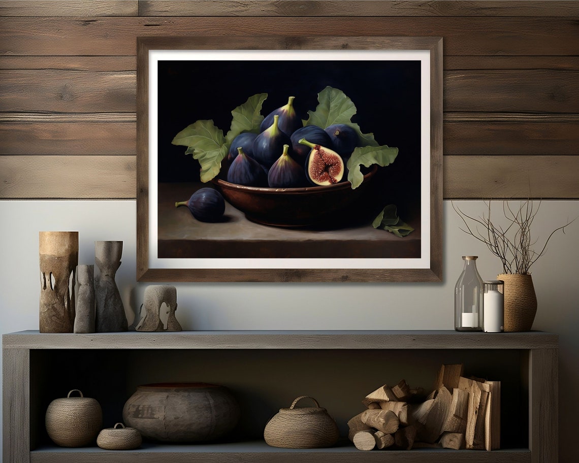 Figs In Bowl, Vintage Gothic Still Life Art Print - Image 4