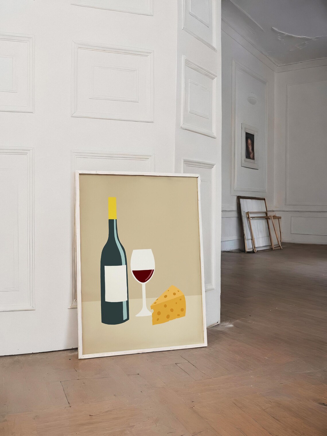 Wine And Cheese Kitchen Art Print, Minimalist Food - Image 3