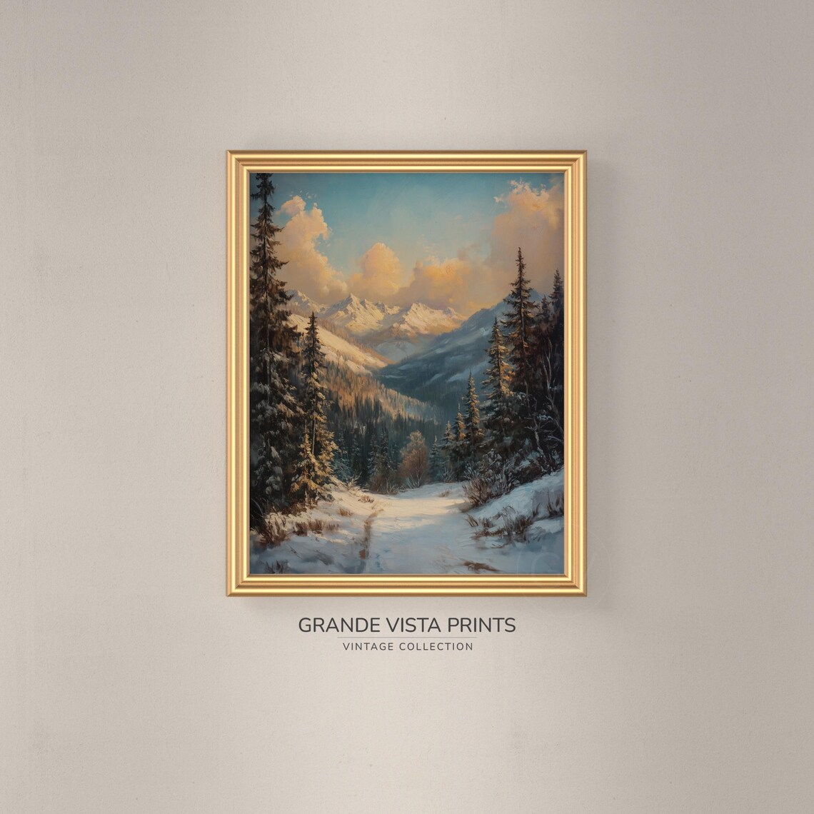 Snowy Mountain Valley Artwork Winter Mountain Forest Poster Winter Forest Landscape Wall Art Gv4773 - Image 3