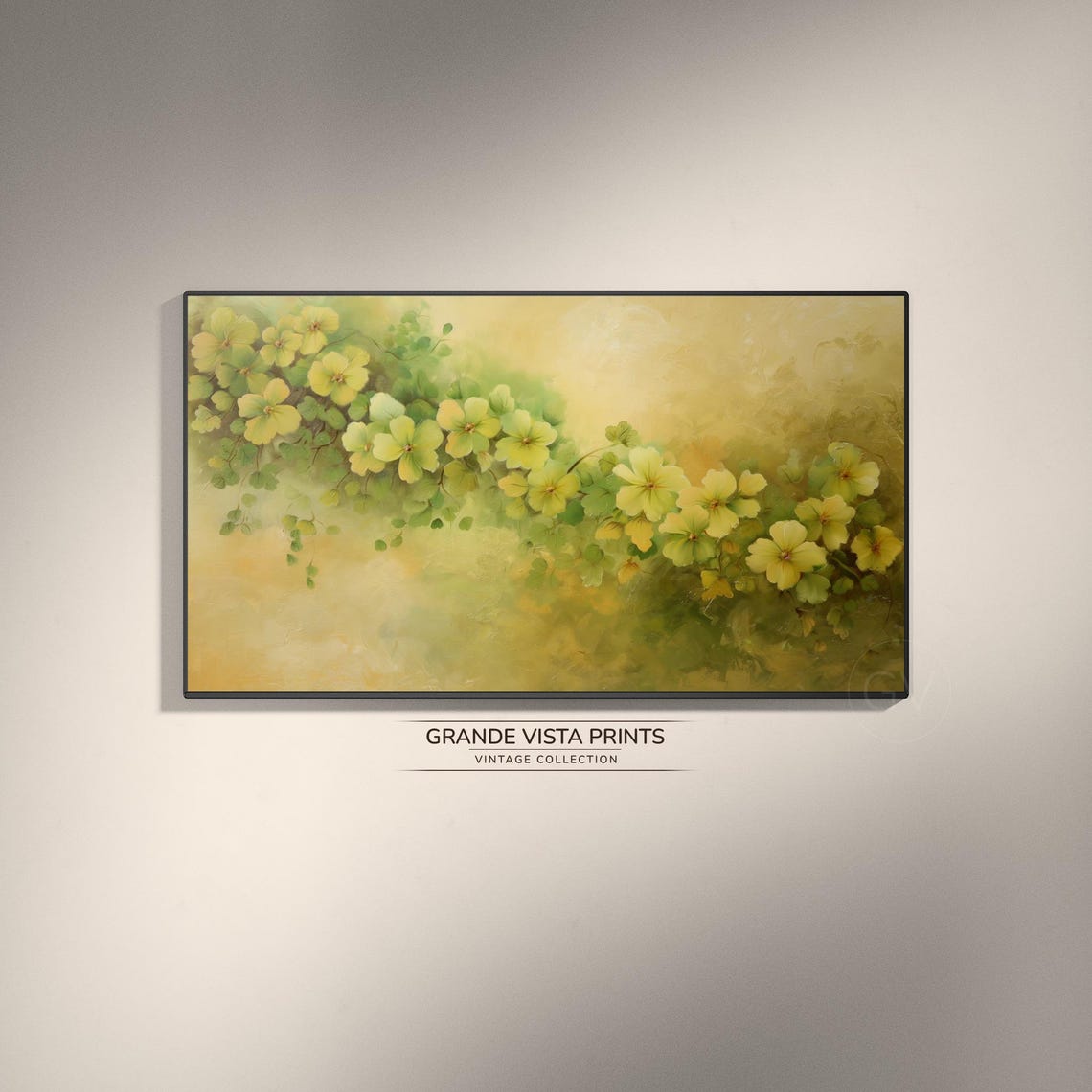 Yellow Flower Painting Frame Tv Art Green And Yellow Painting Frame Tv Art Yellow Flower Tv Artwork Yellow Floral Screensaver Gv4275
