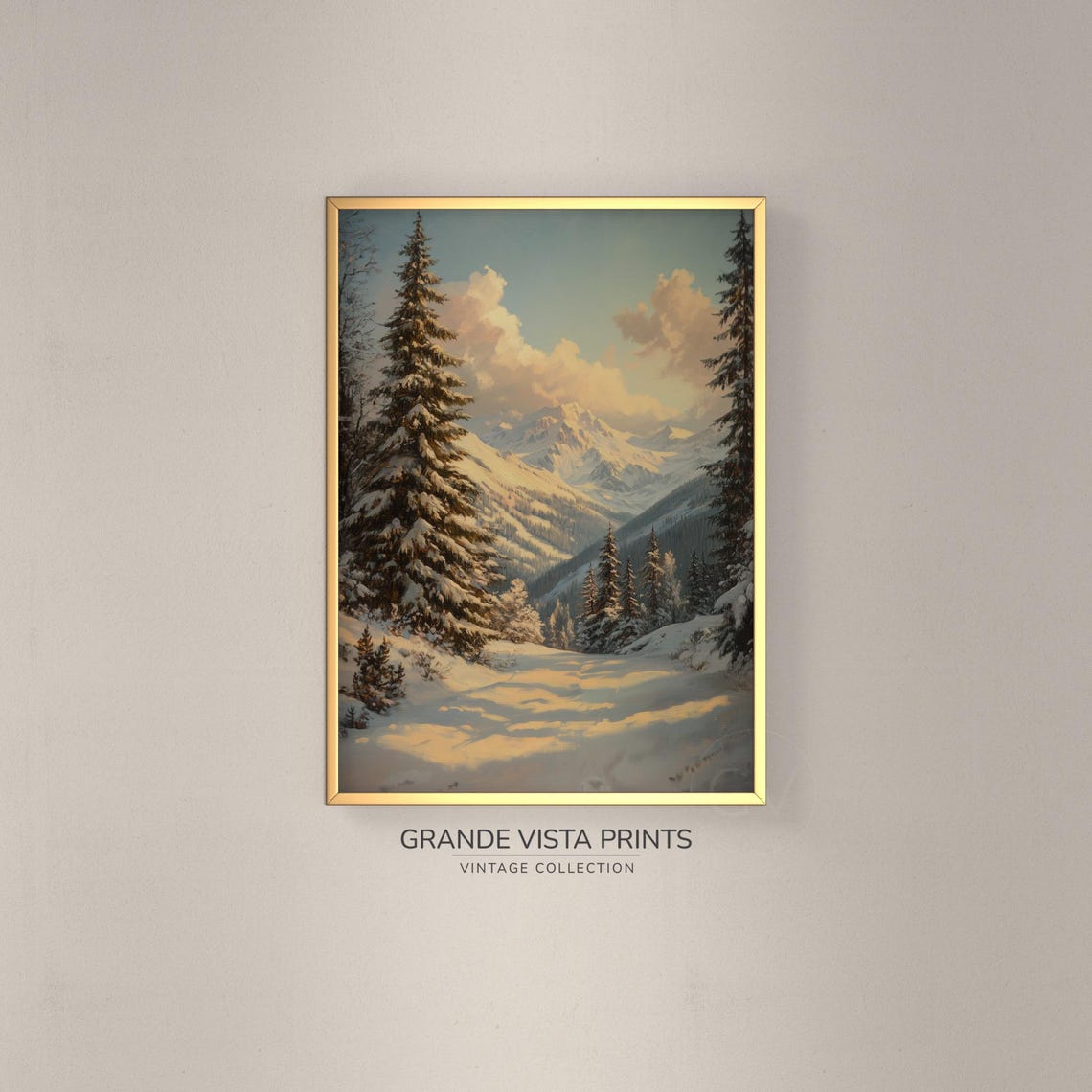 Golden Sunset Snow Clearing Big Pine Winter Mountain Landscape Poster