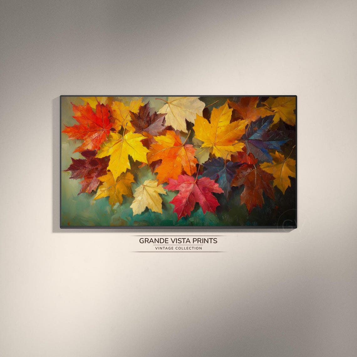 Scattered Maple Leaves Warm Autumn Tones Fall Foliage Painting Poster