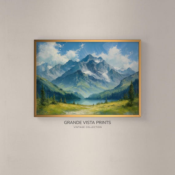 Spring Mountain Lake Landscape Painting Mountain Artwork Gv4029