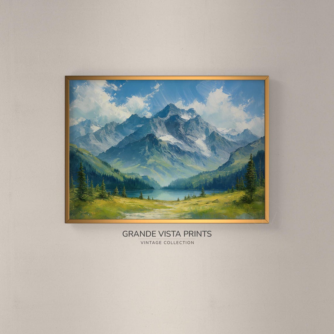 Spring Mountain Lake Landscape Painting Mountain Artwork Gv4029