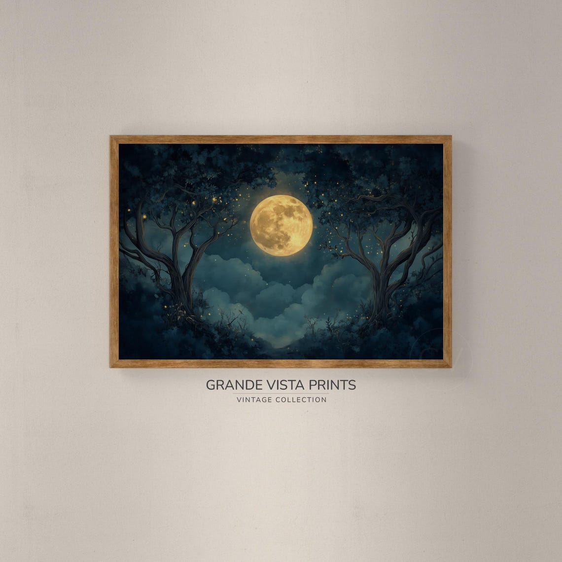 Moon Night Painting Moon Painting Nighttime Illustration Wall Art Gv4577 - Image 2