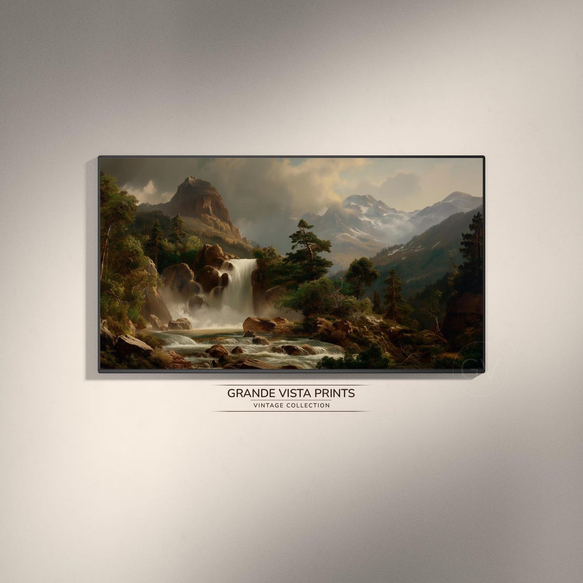 Mountain Waterfall Frame Tv Art Mountain Waterfall 4k Wallpaper Mountain Waterfall Landscape Background Gv4249