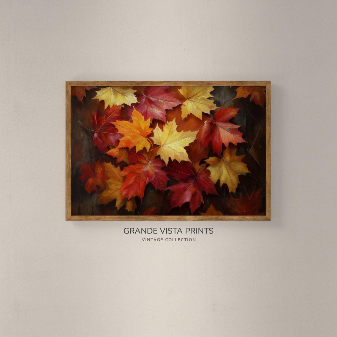 Colorful Maple Leaves Rich Red Orange Fall Foliage Painting Poster - Image 2