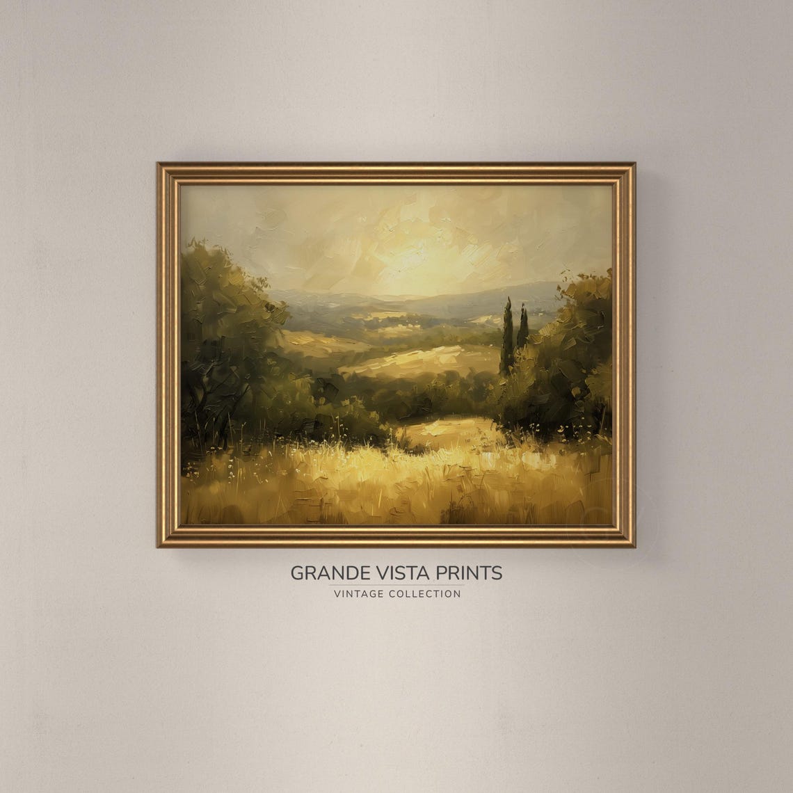 Golden Summer Countryside Sunlit Wheat Field Hazy Valley Italy Poster - Image 3