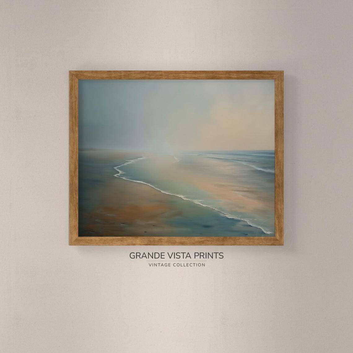 Beach Sunrise Curving Shoreline Soft Pastel Waves Peaceful Dawn Poster - Image 4