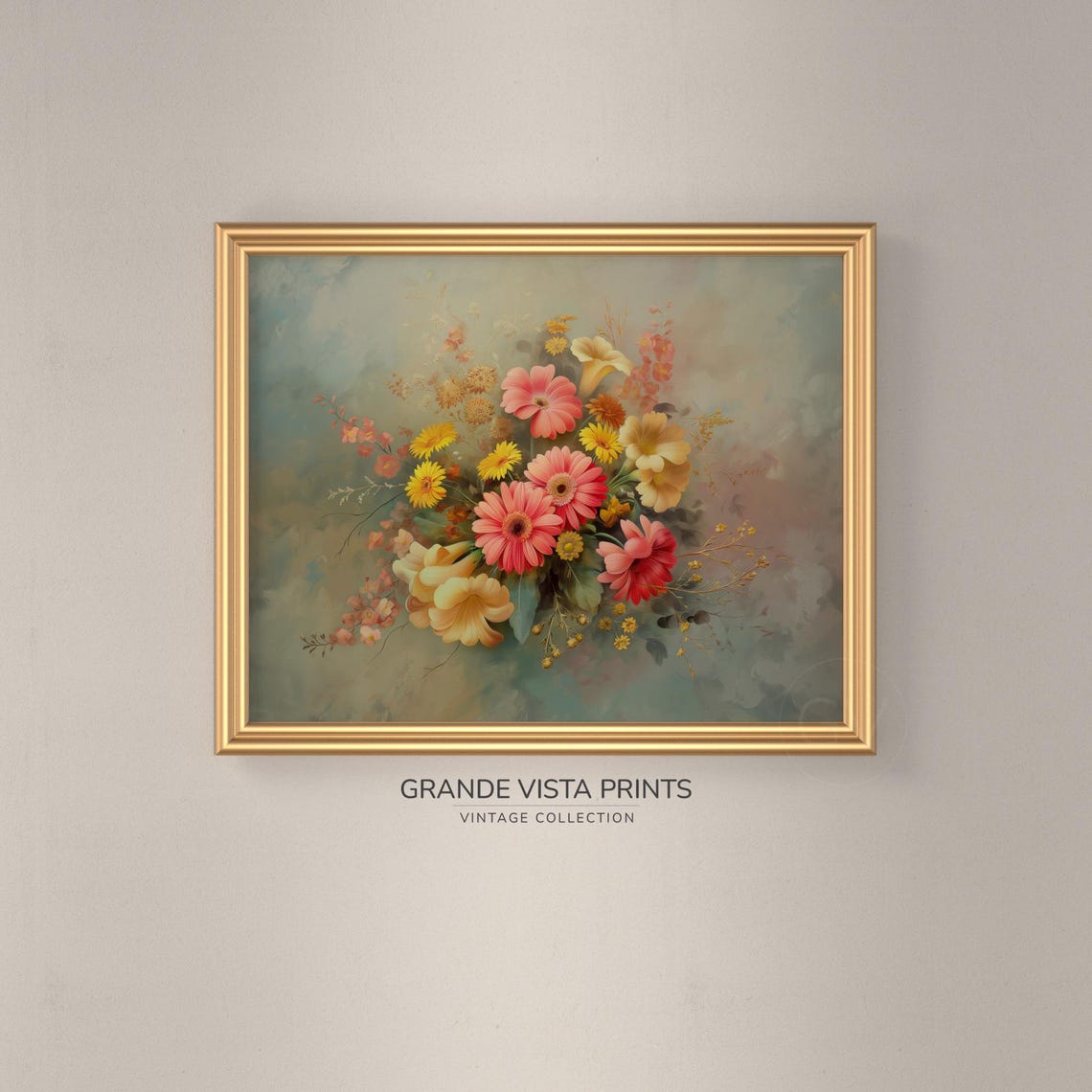Bright Pink Gerbera Daisy Yellow Lily Cheerful Floral Bouquet Poster - Image 3