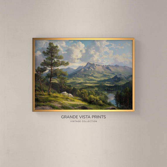 Mountain Painting Landscape Wall Art Instant Art Print Landscape Print Gv4184
