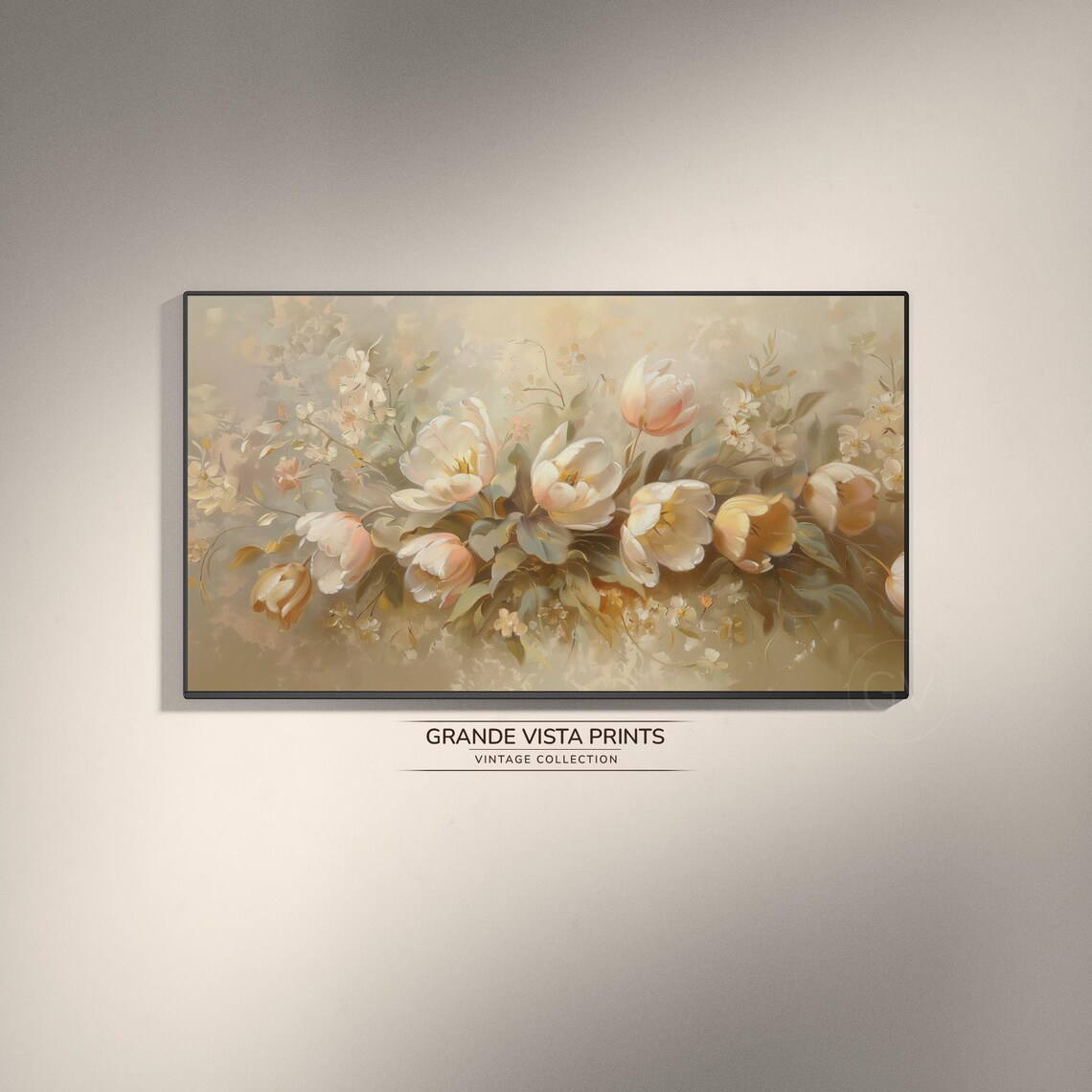 Ivory White Tulips Soft Neutral Blooms Gentle Floral Still Life Print
