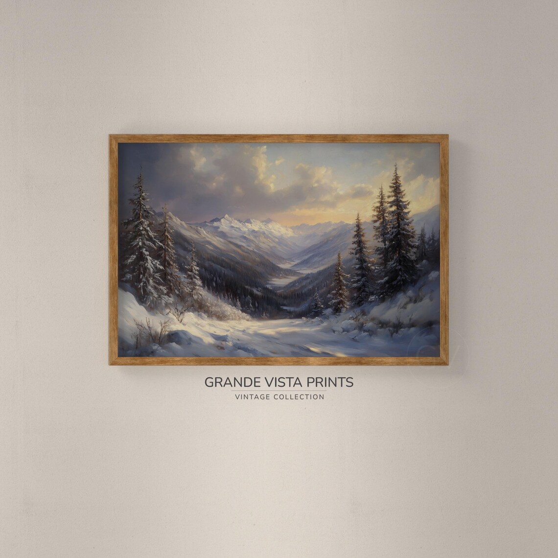 Winter Mountain Wall Art Winter Mountain Landscape Painting Winter Mountain Forest Artwork Gv4761 - Image 2